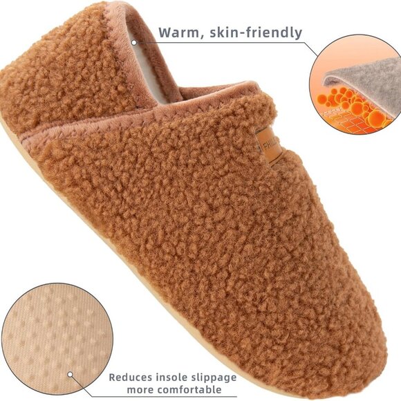 Women’s Faux Fur House Slippers Lightweight Indoor Outdoor Shoes - Picture 3 of 6